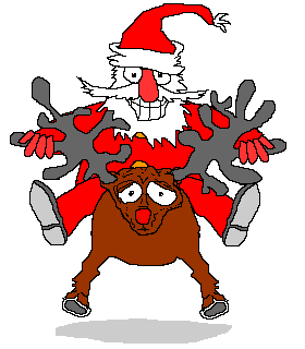 santa riding rudolph
